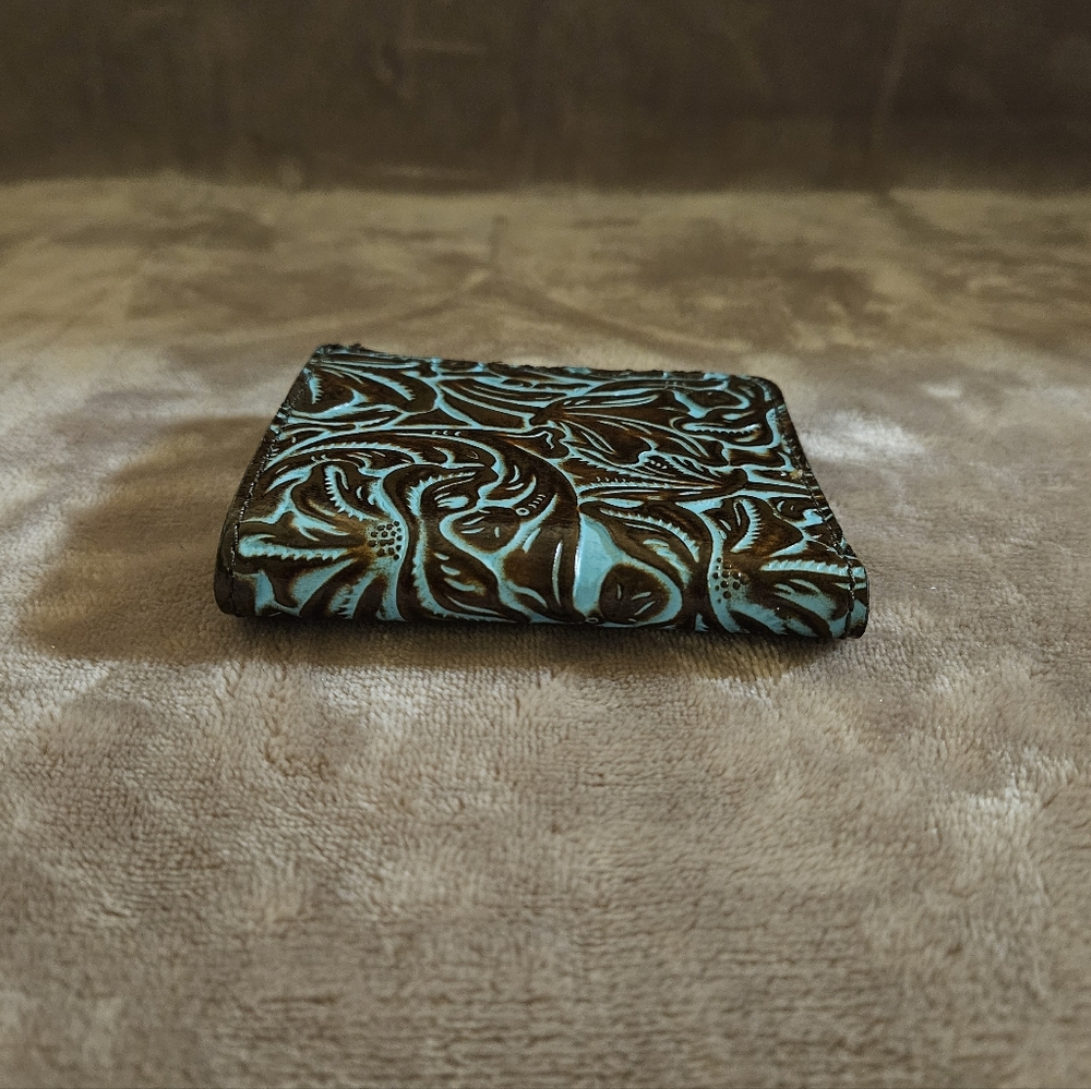 Patricia Nash Embossed Leather Wallet - Brown and Turquoise - Picture 4 of 8